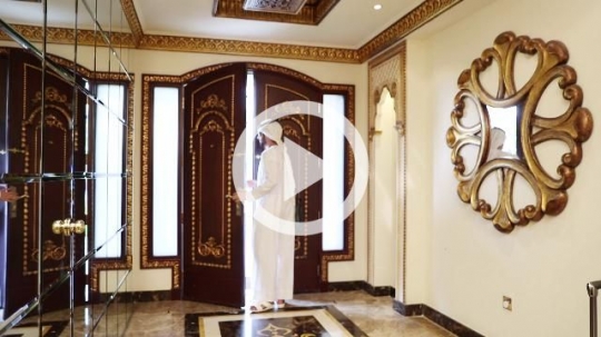 Arab man leaving the house|