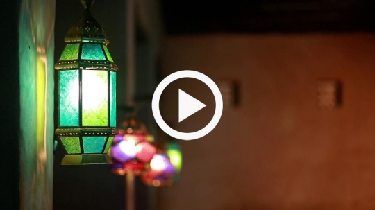 `Beautiful lanterns in alignments on the wall