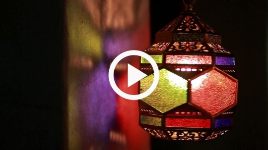 Colourful lantern on the wall