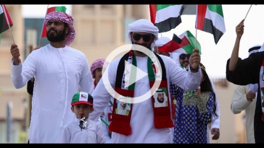 Middle Eastern friends and family celebrating the UAE National Day|