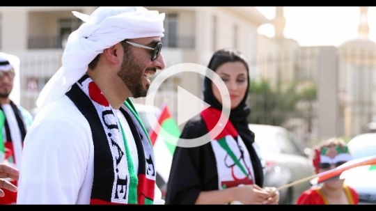 Family celebrating the UAE National Day|