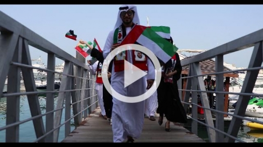 A group of arabs celebrating the UAE National Day|
