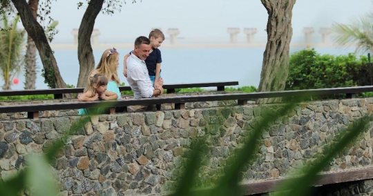European Family spending time together at the bridge|-