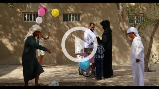Arab family celebrating Eid together|