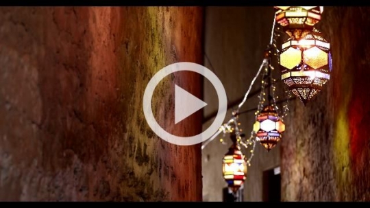 Alleyway decorated by Ramadan Lanterns|