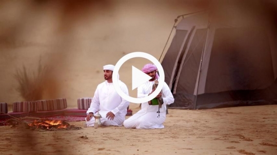 Friends camping in the desert