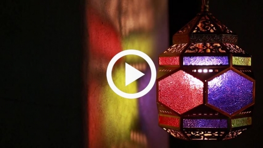 Ramadan lantern against the wall