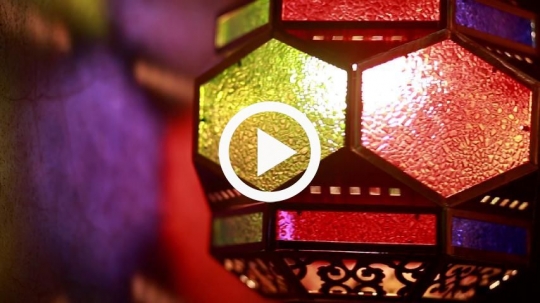 Beautiful ramadan lantern hanging on the wall