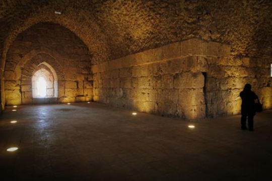 Inside of Ajloun fortress. Arab and crusaders fort. Jordan. 