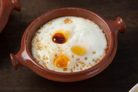 fried egg in a bowl for breakfast