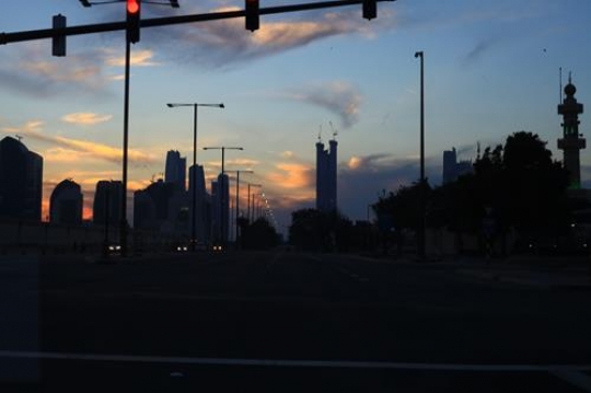 city scene at dawn sunrise