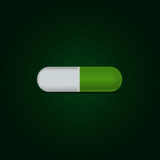 green pill on green background