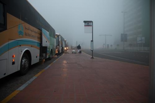 foggy bus stop