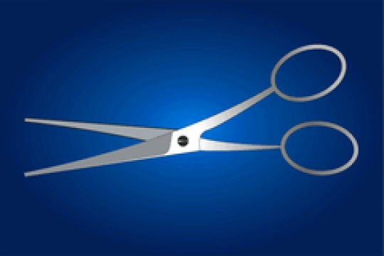 vector illustration of scissors on blue
