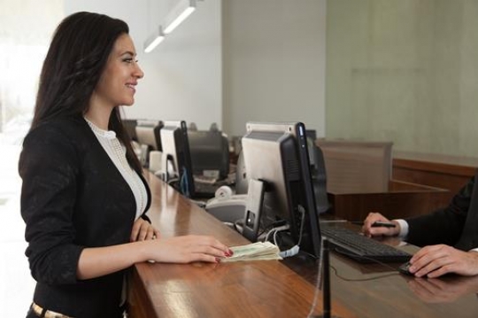 customer and bank teller