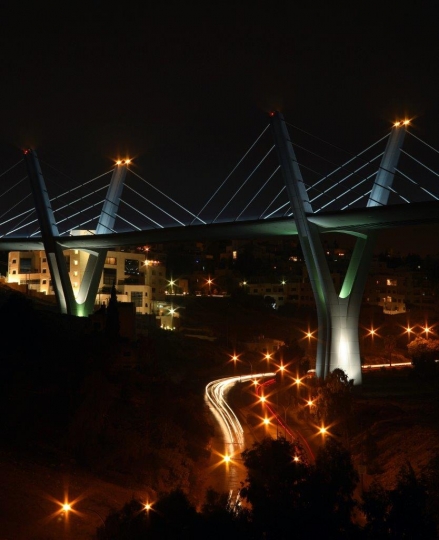 Abdoun Bridge Night View in Amman Jordan