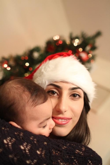 young mother hugging baby