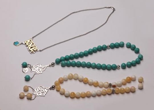 close up image for two islamic rosary with a necklace
