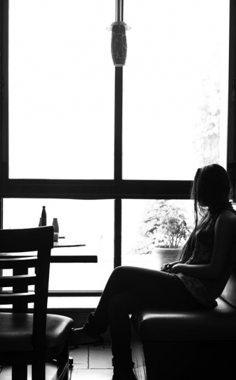 girl in a restaurant
