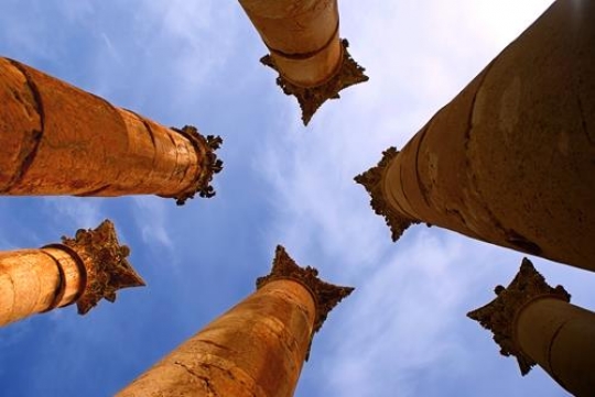 pillars of jerash from beneath