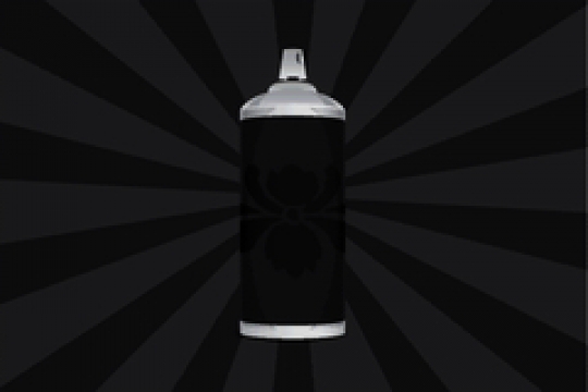 black aerosol spray bottle on black