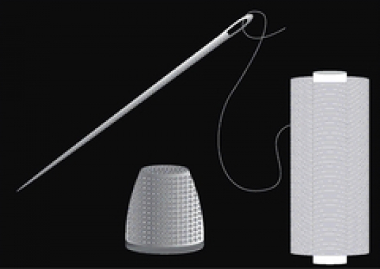 thread,thimble and needle