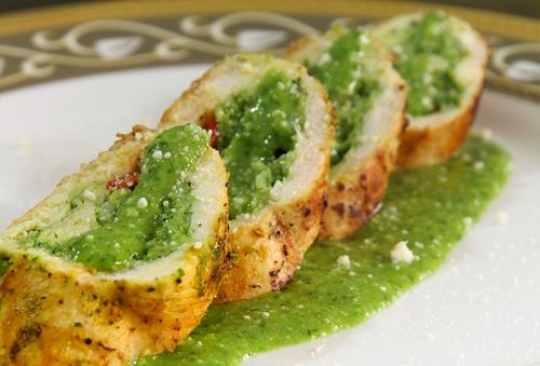Chicken Rolls with pesto sauce