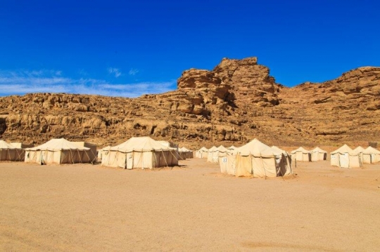 camping tents in the desert