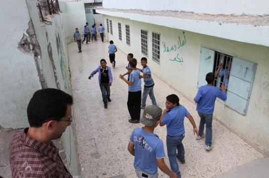 students at school yard