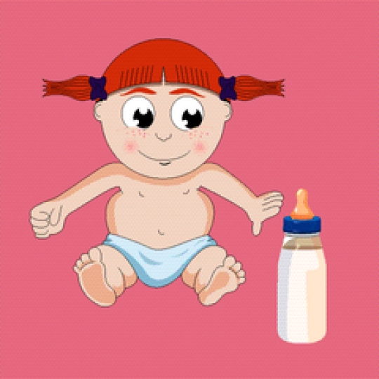 baby girl with bottle