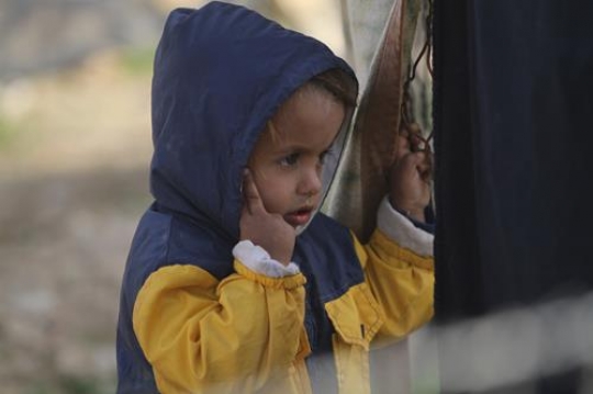 Cute little girl is playing wi