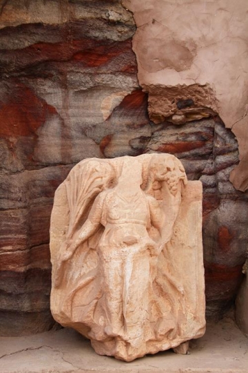Sandstone gorge abstract pattern formation and human body Anthropomorphic , Petra, Jordan 