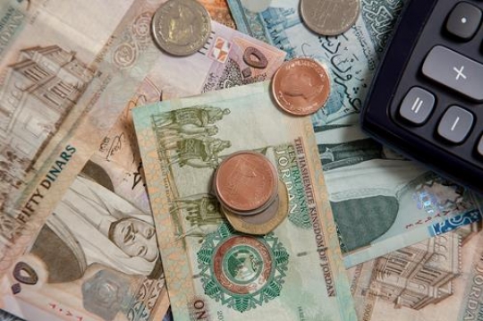 bunch of  jordanian currency notes