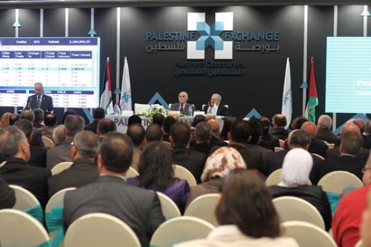 the electronic display board of the palestinian stock exchange