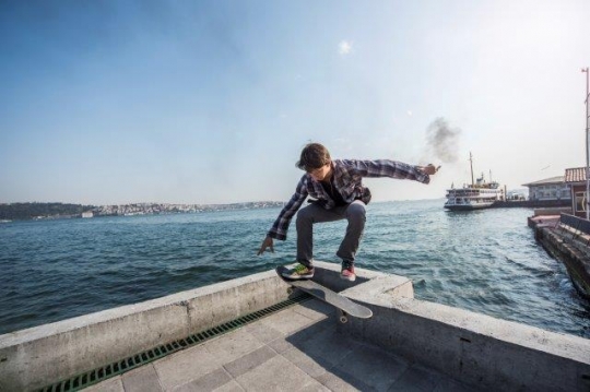 Turkish Teenagers Skating in Bisiktas (Besiktas) Istanbul