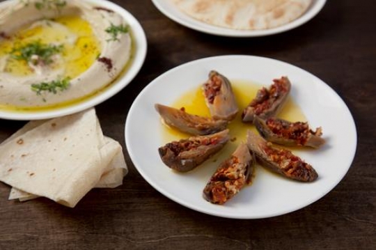 breakfast table with makdous a