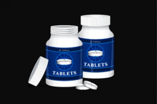 two bottle for tablet on a black background