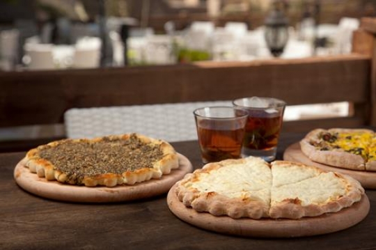 pizza with manakeesh za'atar and cheese