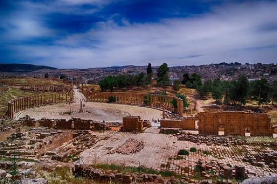 oval plaza at jerash ruins,Jordan