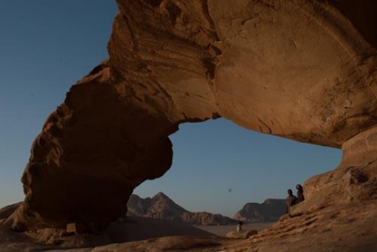 sandstone bridge rock in wadi rum desert,Jordan