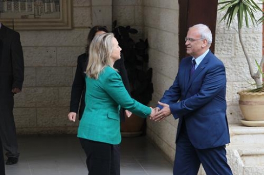 Saeb Arqat and Hillary Clinton