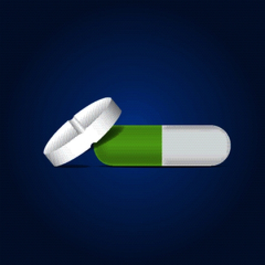 pill and capsules on blue background