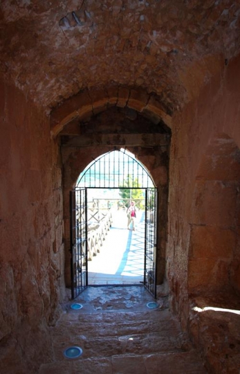 Inside of Ajloun fortress. Arab and crusaders fort. Jordan. 