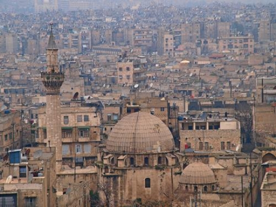 general view of demascus with a mosque