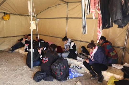 Palestinian demonstrators at Bab al-Shams or Gate of the Sun in Arabic, in a bid to draw attention to Israeli plans to boost settlement building in the West Bank area.