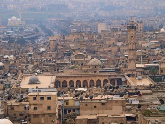 general view of demascus with a mosque
