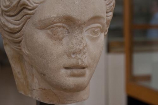 head of the goddess tyche,roman period,archaeological museum,amman,Jordan