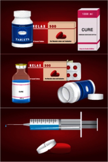 pill bottle with tablet,ampoul