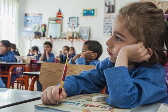 jordanian schoolchildren during lesson in classroom