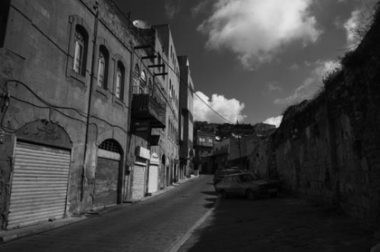 View of the town of Salt in Jordan, Street and old shops or old market